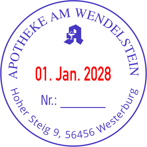 Trodat Professional 54045 mit Text blau und Datum rot Abdruck rund oder oval bis 45x45 mm ZWEIFARBIG