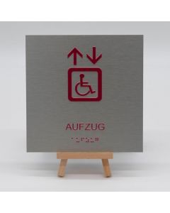 Braille Schild Aufzug Barrierefrei mit Piktogramm  