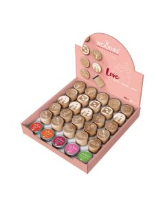 Colop WOODIES Display Liebe mit 25 Stempeln und 5 Kissen  