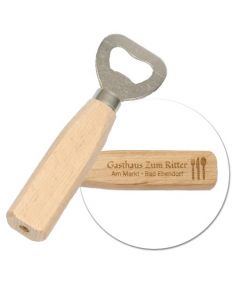 Flaschenöffner aus Holz mit Gravur  