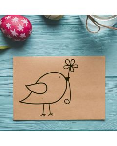 Osterstempel 11 Holz Motiv Vogel mit Blume  