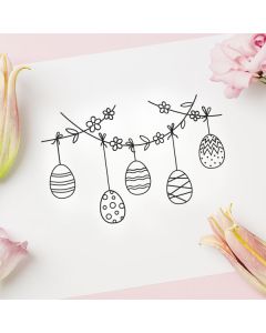 Osterstempel 27 Holz Dekozweig mit Ostereiern  