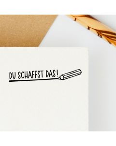 Holz Motivationsstempel Text Du schaffst das!  