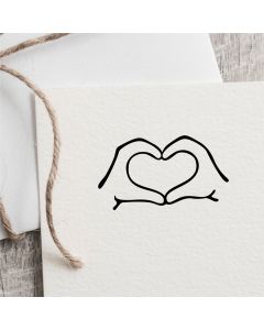 Holz Motivstempel mit Hände formen ein Herz  