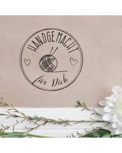 Runder Holz-Motivstempel Handgemacht für dich  