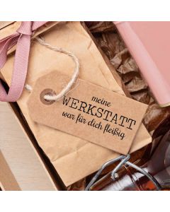 Holzstempel Motiv meine Werkstatt war für dich fleißig  