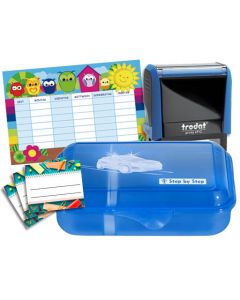 Schulbox Sport mit Brotbox-Motiv Polizeiauto und Trodat Printy  BLAU