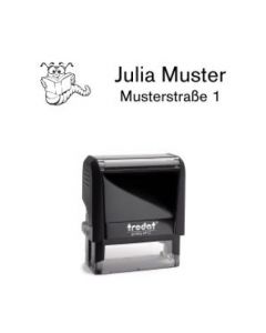 Trodat Printy individueller Schulstempel Nr. 20 Bücherwurm SCHWARZ BLAU