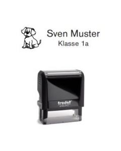 Trodat Printy individueller Schulstempel Nr. 22 Hund SCHWARZ BLAU