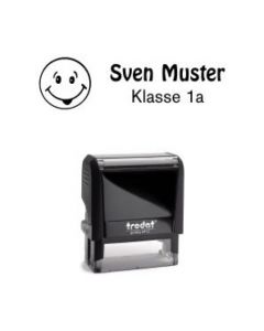 Trodat Printy individueller Schulstempel Nr. 27 lachendes Gesicht SCHWARZ BLAU