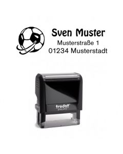 Trodat Printy individueller Schulstempel Nr. 2 fliegender Fußball SCHWARZ BLAU