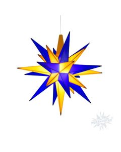 Edition Oberlausitz - Herrnhuter Stern blau-gelb  ca. 13 cm mit LED  