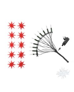 Sternenkette rot mit 10 Herrnhuter Sternen a 13 cm LED  
