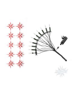 Sternenkette weiss-rot mit 10 Herrnhuter Sternen a 13 cm LED  