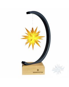 Sternenbogen aus Metall anthrazit-glitter mit einem Herrnhuter Stern 13 cm gelb  