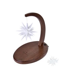Sternenbogen aus Holz nussbaum mit einem Herrnhuter Stern 13 cm weiß  