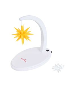 Sternenbogen aus Holz weiß lackiert mit einem Herrnhuter Stern 13 cm gelb