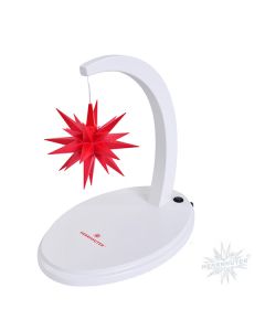 Sternenbogen aus Holz weiß lackiert mit einem Herrnhuter Stern 13 cm rot  