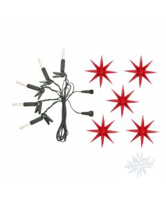 Kurzkette/ Erweiterung für Sternenkette rot mit 5 Herrnhuter Sternen a 13 cm