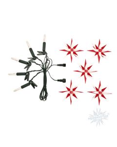 Kurzkette/ Erweiterung für Sternenkette weiß-rot mit 5 Herrnhuter Sternen a 13 cm