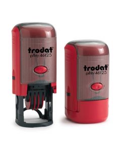 Trodat Printy 46125 Datumstempel mit Text rund Durchm. 25 mm ROT BLAU