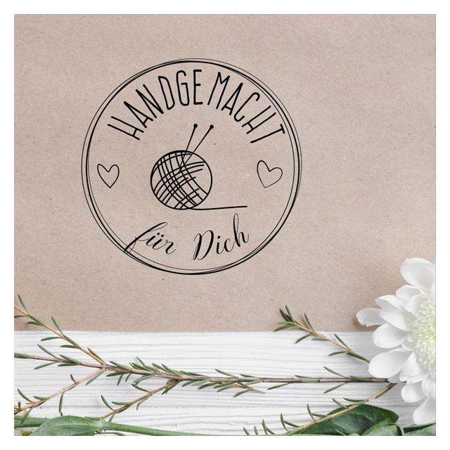 Runder Holz-Motivstempel Handgemacht für dich  