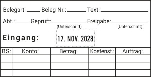 Eingangsstempel mit Buchungsanweisung