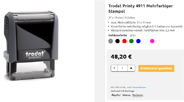 Bild wo der Stempel ausgewählt wird.