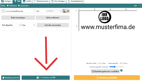 Es zeigt wo die Vorschau ist.