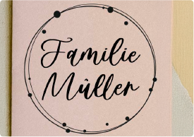 Adressstempelabdruck einer Familie mit Rahmen