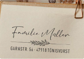 Adressstempelabdruck einer Familie mit Rahmen