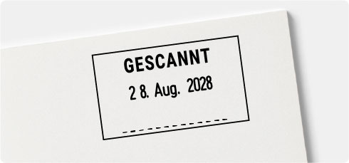 Stempelabdruck auf unbeschichtetem Papier