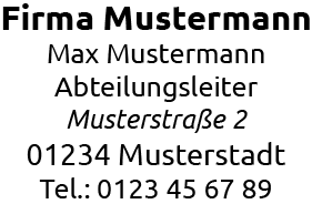 Ein Beispiel mit Prioritäten und Fett-,Kursiver Schrift im Abdrucktext.