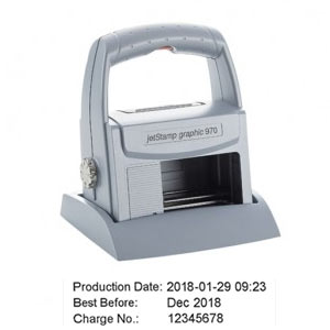 Reiner jet-Stamp graphic 970 zum mobilen Drucken von Datum und Uhrzeit mit Text, Barcode oder Grafik