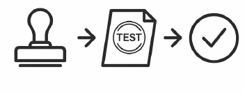 Stempelfarbe testen mit einem Testabdruck