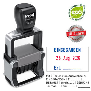 Datumstempel Trodat 5430/L Eingegangen Stempel mit Bausteintext