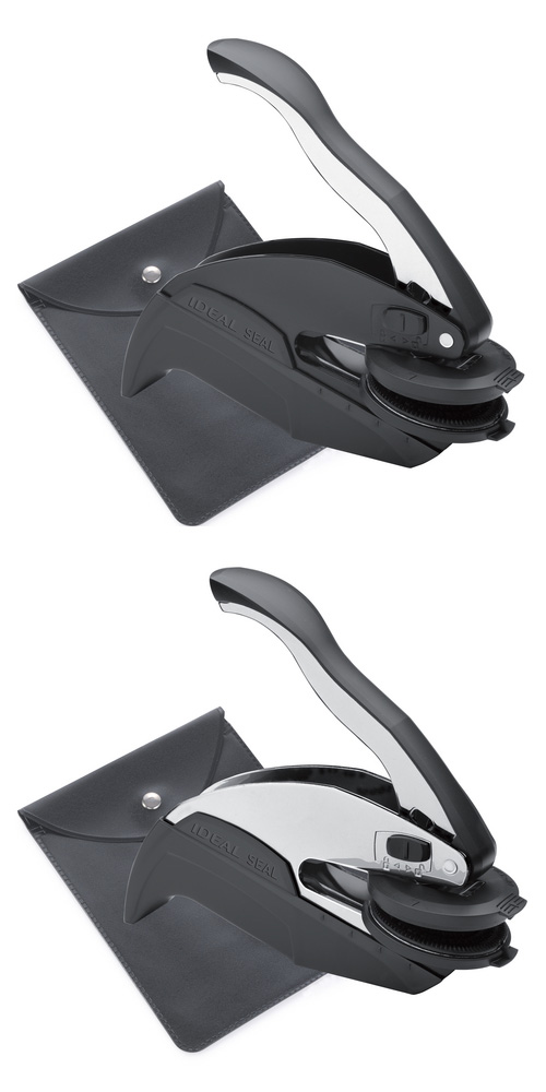 Prägezange Trodat Ideal 41 mm rund Chrome und Schwarz mit Aufbewahrungstasche