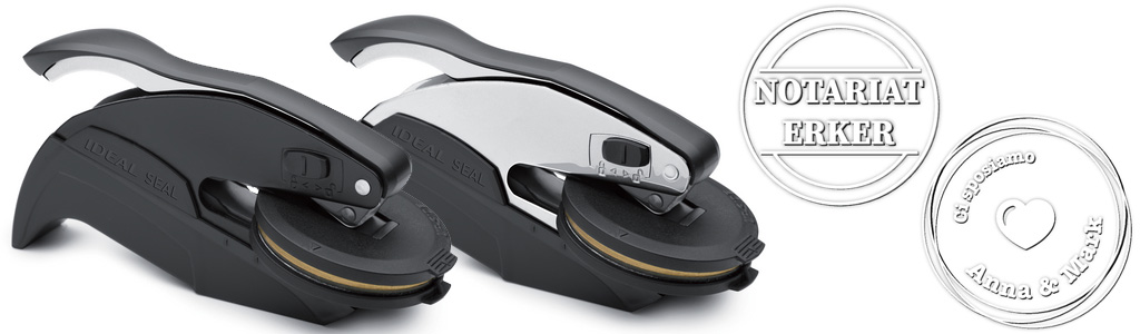 Prägezange Trodat Ideal 51 mm rund Chrome und Schwarz runde Prägungen